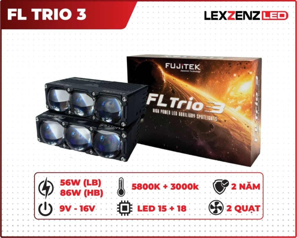 Đèn trợ sáng Lexzenz Fujitek FL Trio 3